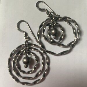 925 Sterling Silver Multiple Circles Hoop Earrings